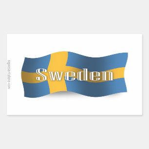 スウェーデンの振る旗 長方形シール