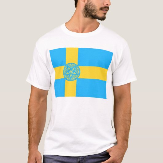 スウェーデンの旗の五芒星 Tシャツ (正面)