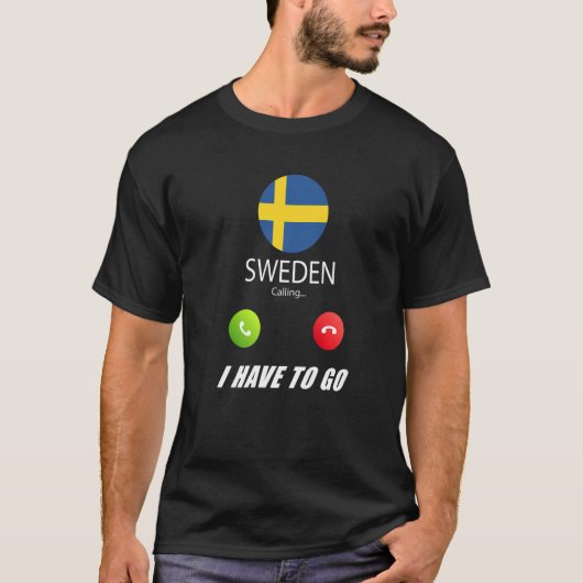 スウェーデンの旗の土産 スウェーデンが呼んでいる Tシャツ (正面)