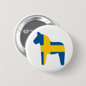 スウェーデンの旗のDalaの馬 缶バッジ (正面&裏面)