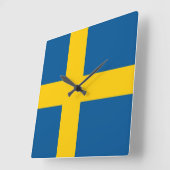 スウェーデンの旗付きの壁掛け時計 スクエア壁時計 (傾斜)