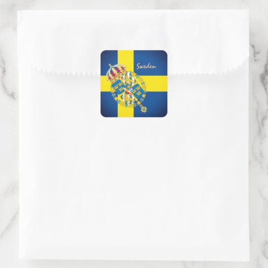スウェーデンの旗、エンブレム & スウェーデンの祝日/スポーツ スクエアシール (バッグ)
