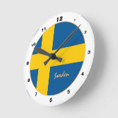 スウェーデンの旗 & スウェーデン おしゃれなホーム/デザイン ラウンド壁時計 (傾斜)