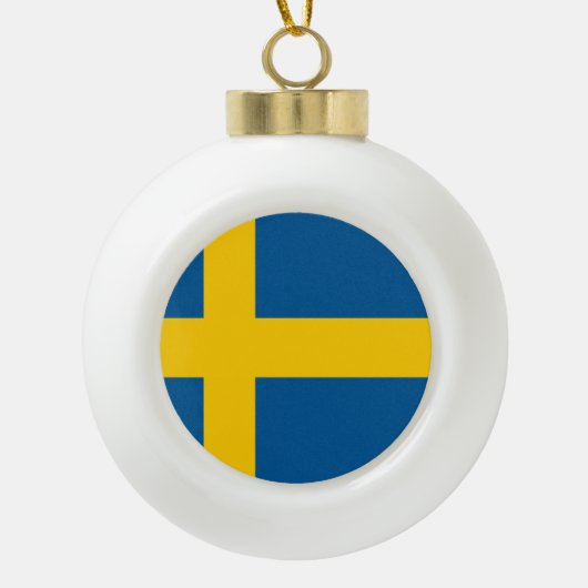 スウェーデンの旗 セラミックボールオーナメント (正面)
