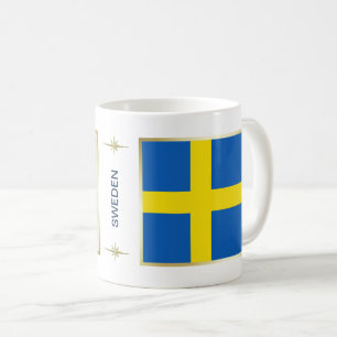 スウェーデンの旗 + 地図のマグ コーヒーマグカップ