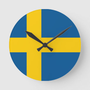 スウェーデンの時計の旗 ラウンド壁時計