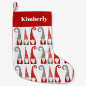 スウェーデンの格言赤の白パーソナライズされたのパターン スモールクリスマスストッキング (正面)