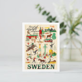 スウェーデンの楽しいコントラスト、ヴィンテージの土地 ポストカード (スタンド正面)