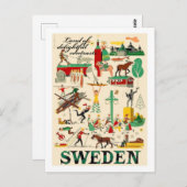 スウェーデンの楽しいコントラスト、ヴィンテージの土地 ポストカード (正面/裏面)