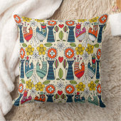 スウェーデンの民生猫と鳥 クッション (ブランケット)