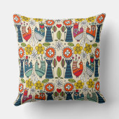 スウェーデンの民生猫と鳥 クッション (裏面)