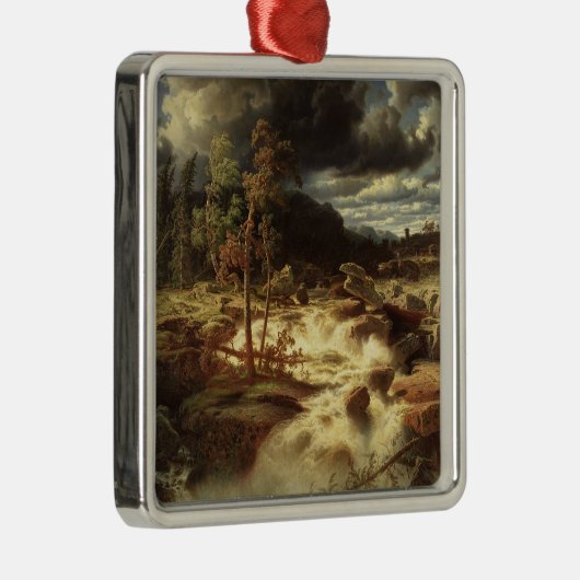 スウェーデンの滝(Marcus Larson) メタルオーナメント (右)
