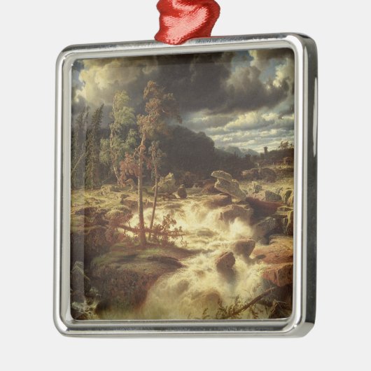 スウェーデンの滝(Marcus Larson) メタルオーナメント (左)