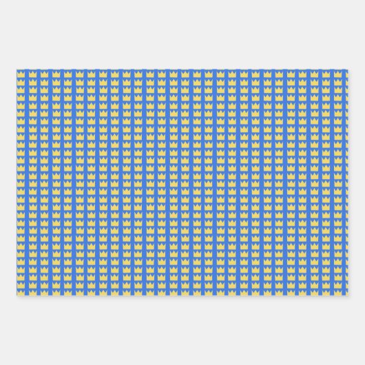 スウェーデンの王冠は青と黄色 ラッピングペーパーシート (正面)