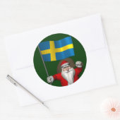 スウェーデンの看板のあるサンタクロース ラウンドシール (封筒)