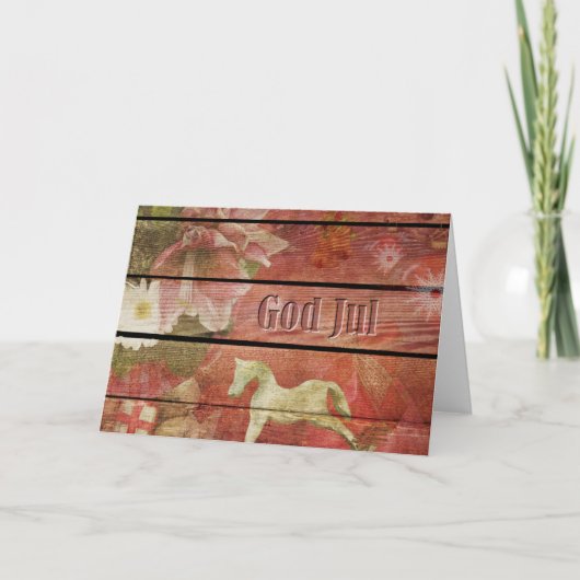 スウェーデンの神ジュルが木のクリスマスボードに登場 シーズンカード (正面)