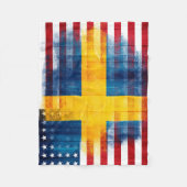 スウェーデンの米国旗|の木製の穀物及びペンキの打撃 フリースブランケット (正面)