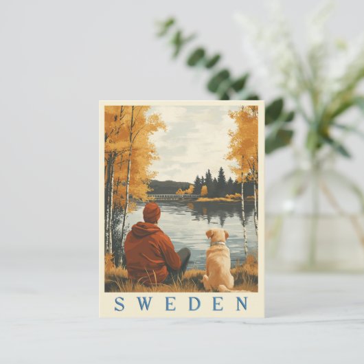 スウェーデンの美しいヴィンテージ旅行 ポストカード (スタンド正面)