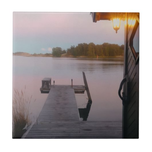スウェーデンの群島での夏の夕方 タイル (正面)