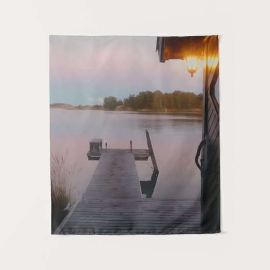 スウェーデンの群島での夏の夕方 タペストリー (正面)