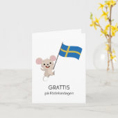 スウェーデンの誕生日カード – グラティスポングストロフデルセダーゲン カード (黄色い花)