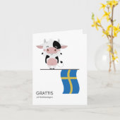 スウェーデンの誕生日カード – グラティスポングストロフデルセダーゲン カード (黄色い花)