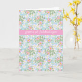 スウェーデンの誕生日カード:ピンクのドグロスオンブルー カード (黄色い花)