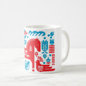 スウェーデンの赤と青のダーラ・ムグ コーヒーマグカップ (正面右)