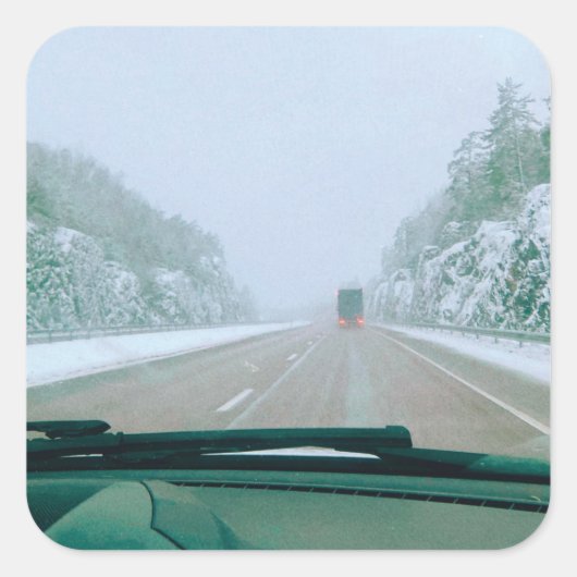 スウェーデンの雪景色ドライブ旅行 スクエアシール (正面)
