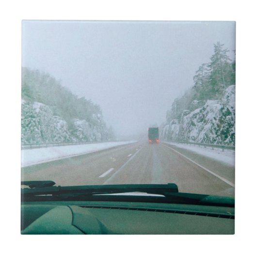 スウェーデンの雪景色ドライブ旅行 タイル (正面)