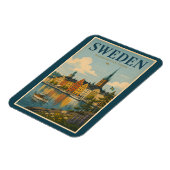 スウェーデンの風景イラスト 旅行アート ヴィンテージ マグネット (左側)