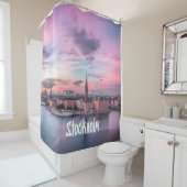 スウェーデンの首都ストックホルムの夜スカイライン シャワーカーテン (インサイチュ)