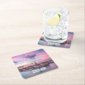 スウェーデンの首都ストックホルムの夜スカイライン スクエアペーパーコースター (インサイチュ)