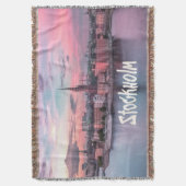 スウェーデンの首都ストックホルムの夜スカイライン スローブランケット (正面縦)