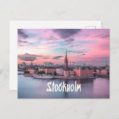 スウェーデンの首都ストックホルムの夜スカイライン ポストカード (正面/裏面)