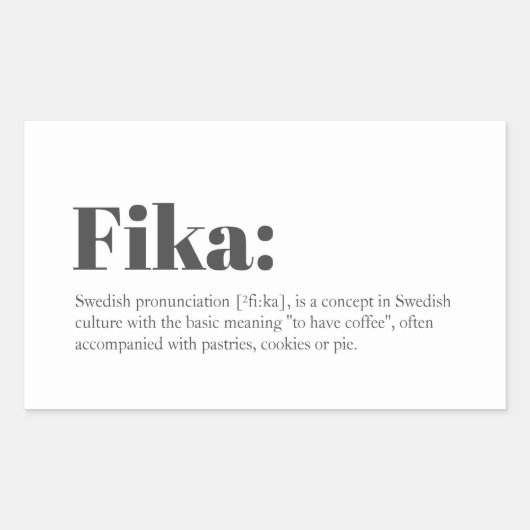 スウェーデンのFIKA定義 長方形シール (正面)