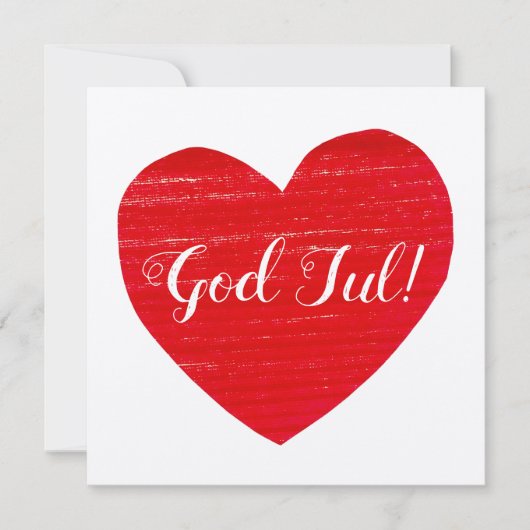スウェーデンのGod jul! レッドハート パーソナライズ 招待状 (正面)