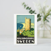 スウェーデンのHalsingborgのヴィンテージ旅行ポスター ポストカード (スタンド正面)