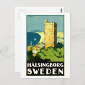 スウェーデンのHalsingborgのヴィンテージ旅行ポスター ポストカード (正面/裏面)