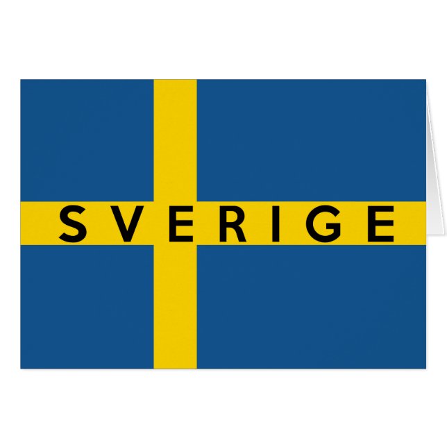 スウェーデンのsverigeの旗の国のスウェーデンの文字の名前 (正面横)