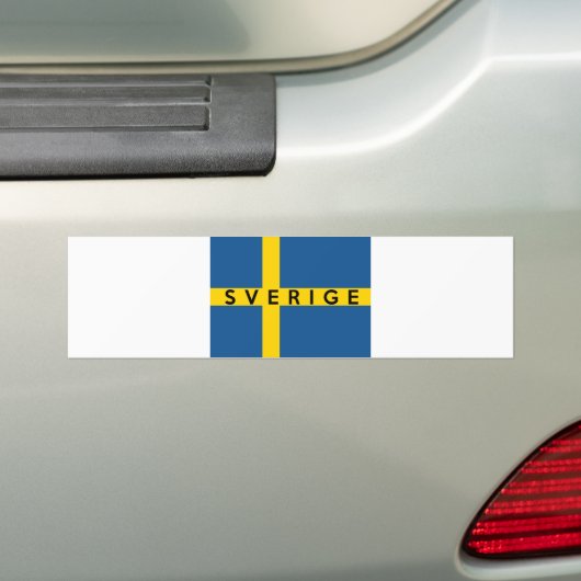 スウェーデンのsverigeの旗の国のスウェーデンの文字の名前 バンパーステッカー (車上)