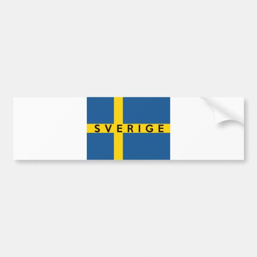 スウェーデンのsverigeの旗の国のスウェーデンの文字の名前 バンパーステッカー (正面)
