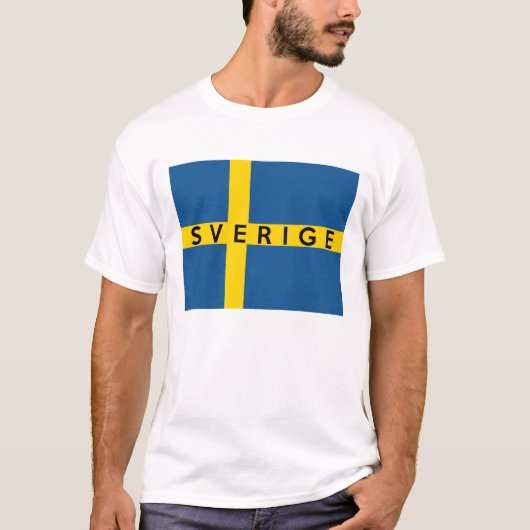 スウェーデンのsverigeの旗の国のスウェーデンの文字の名前 tシャツ (正面)