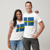 スウェーデンのsverigeの旗の国のスウェーデンの文字の名前 tシャツ (ユニセックス)