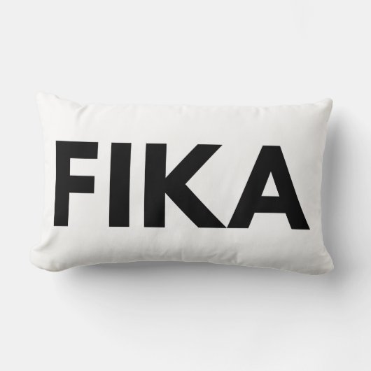 スウェーデンはっきりしたのFIKA白黒 ランバークッション (正面)
