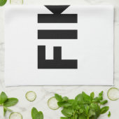 スウェーデンはっきりした語フィカ黒白サンセリフ キッチンタオル (折り畳み)