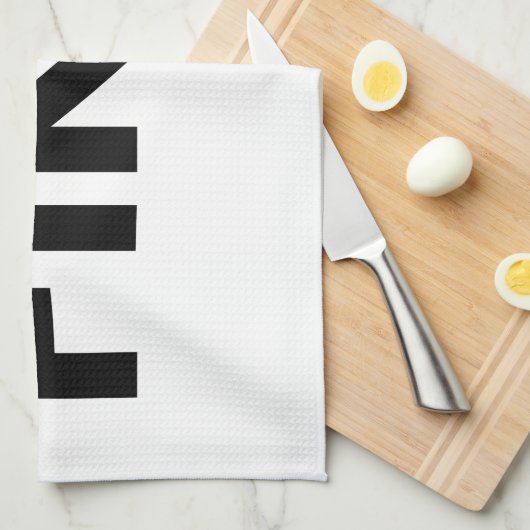 スウェーデンはっきりした語フィカ黒白サンセリフ キッチンタオル (四つ折り)