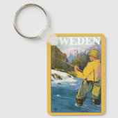 スウェーデンへのヴィンテージ旅行、漁師のスポーツフィッシング キーホルダー (正面)