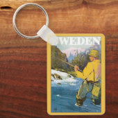 スウェーデンへのヴィンテージ旅行、漁師のスポーツフィッシング キーホルダー (正面)