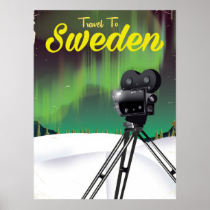 スウェーデンへの旅行ノーザンライトカメラポスター。 ポスター